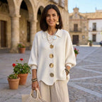 Stefania | Cárdigan Oversize con Cuello y Botones Metálicos