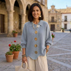 Stefania | Cárdigan Oversize con Cuello y Botones Metálicos