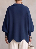 Stefania | Cárdigan Oversize con Cuello y Botones Metálicos